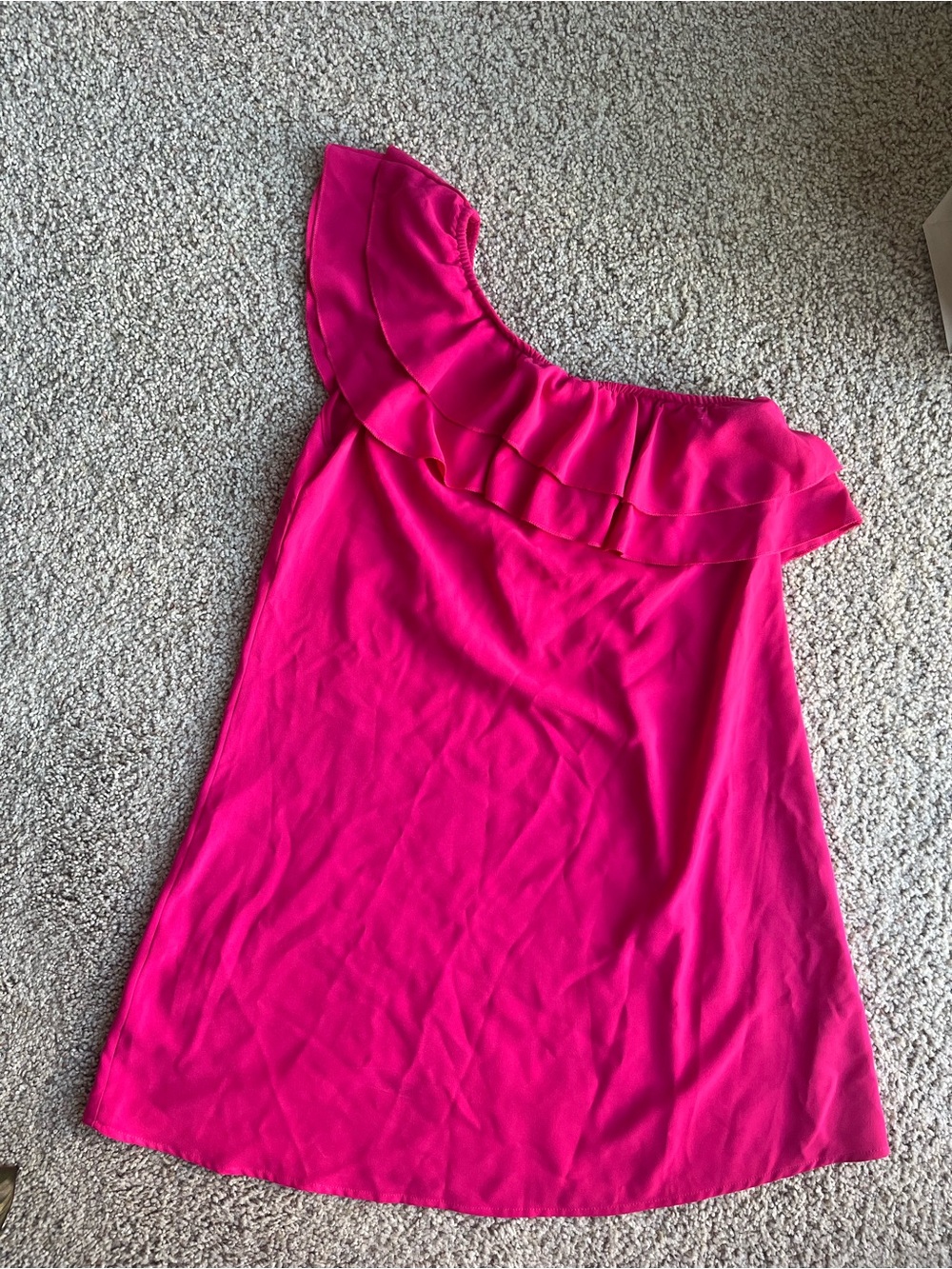 SHEIN Pink One-Shoulder Ruffle Dress